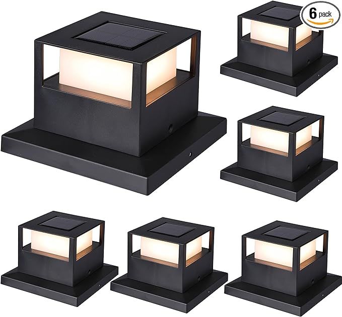MAGGIFT 6 Pack Solar Post Lights, 20 Lumen Outdoor Warm White High Brightness SMD LED Lighting So... | Amazon (US)
