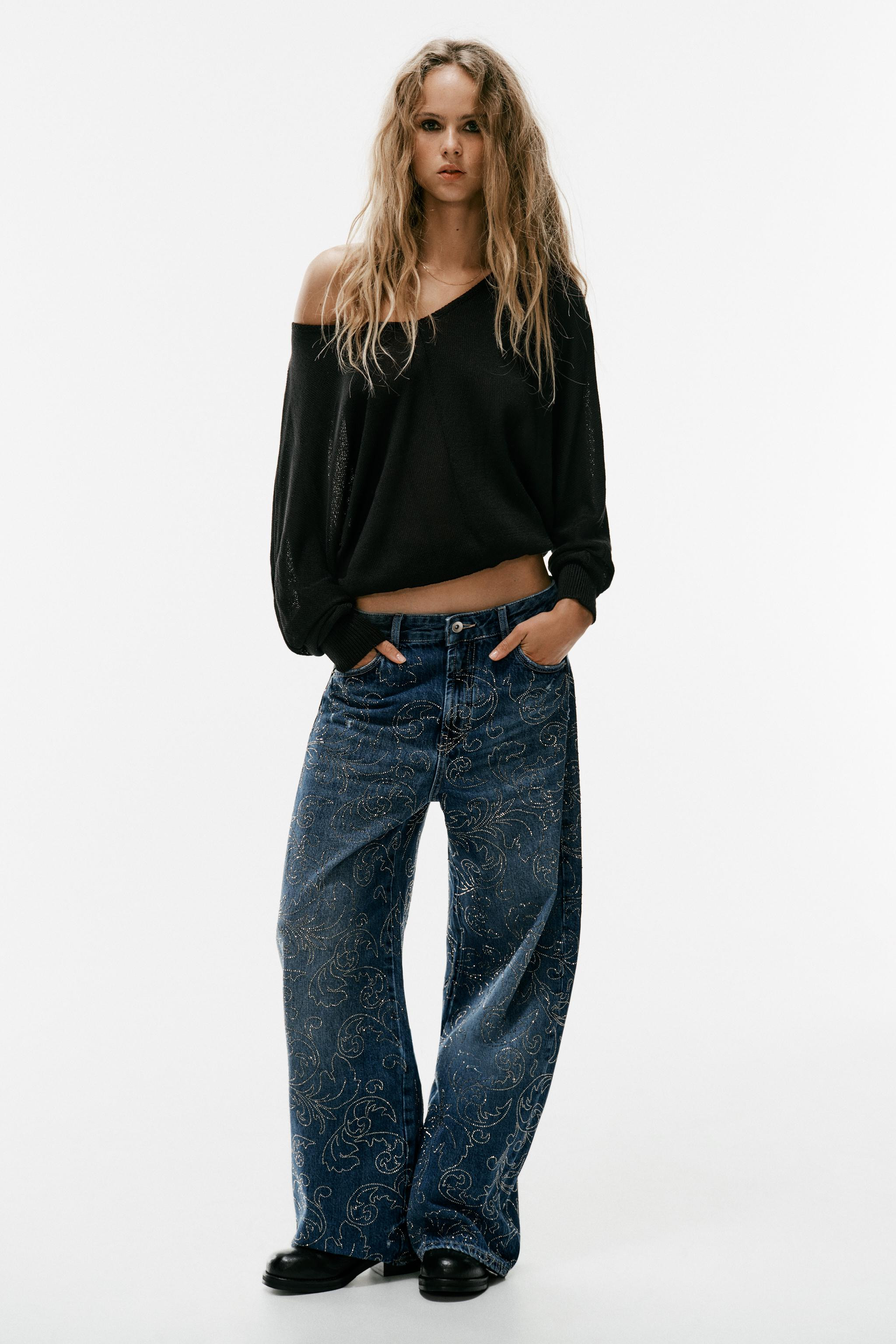 TR BAGGY MID-WAIST SHINY JEANS | Zara UK