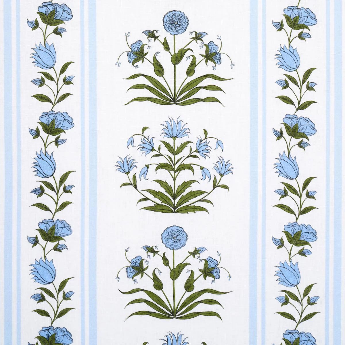 Schumacher Royal Poppy Stripe Sky Fabric | DecoratorsBest