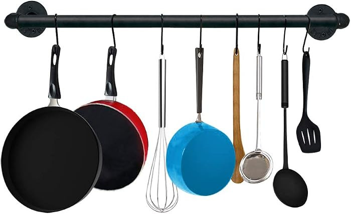 TLBTEK 20 inch Industrial Pipe Clothes Rack,Black Iron Bathroom Kitchen Towel Bar,Vintage Farmhou... | Amazon (US)