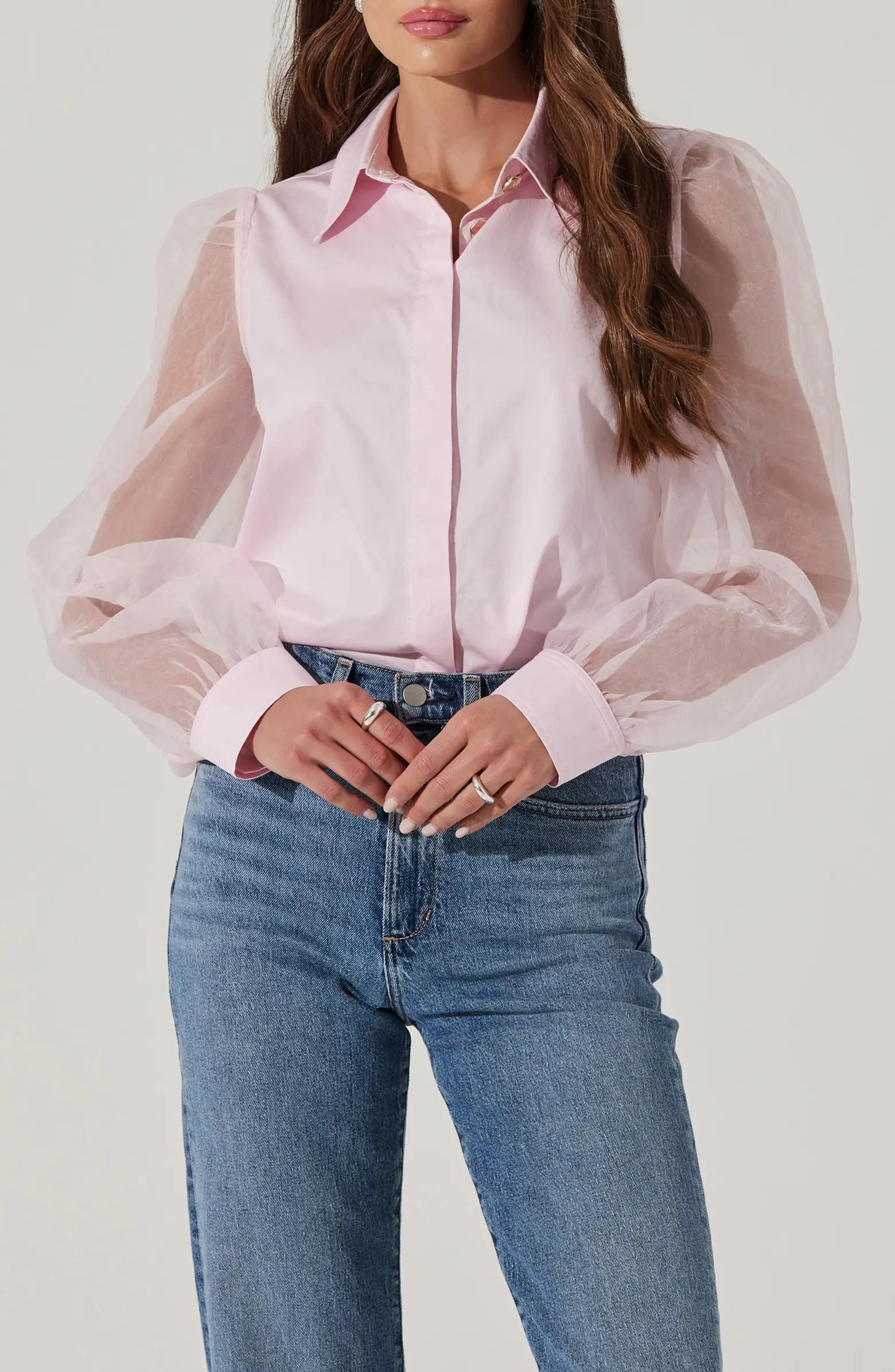 Sheer Sleeve Shirt | Nordstrom