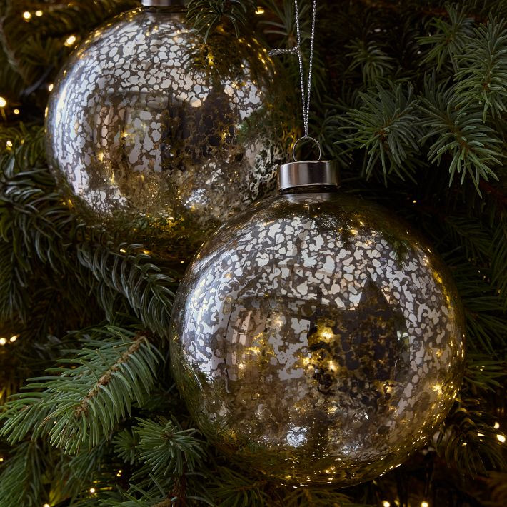 Large Glass Ball Ornaments (Set of 4) - Mercury | West Elm (US)