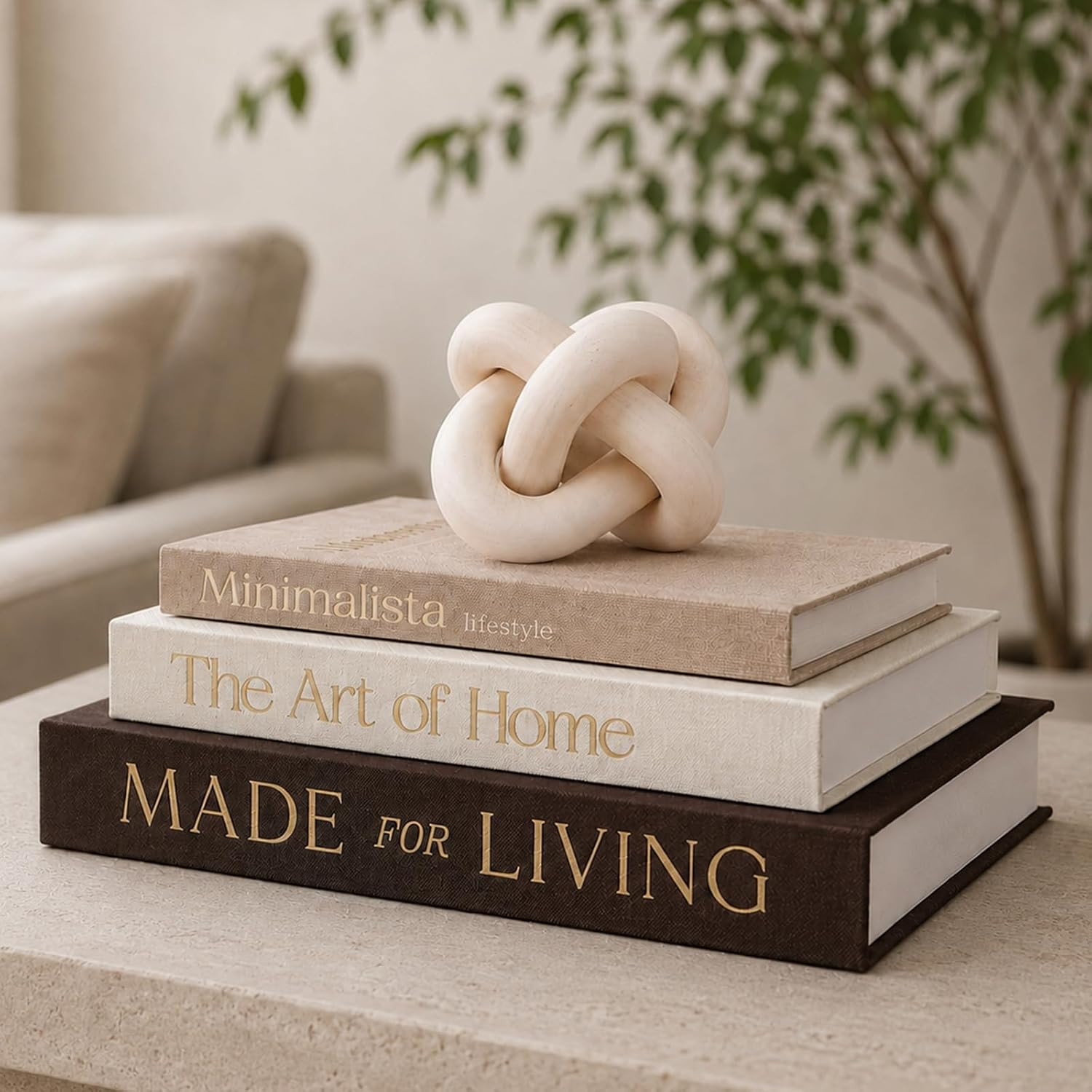 4 Pcs Decorative Books Set with Knot for Home Decor, Brown, Classic | Amazon (US)
