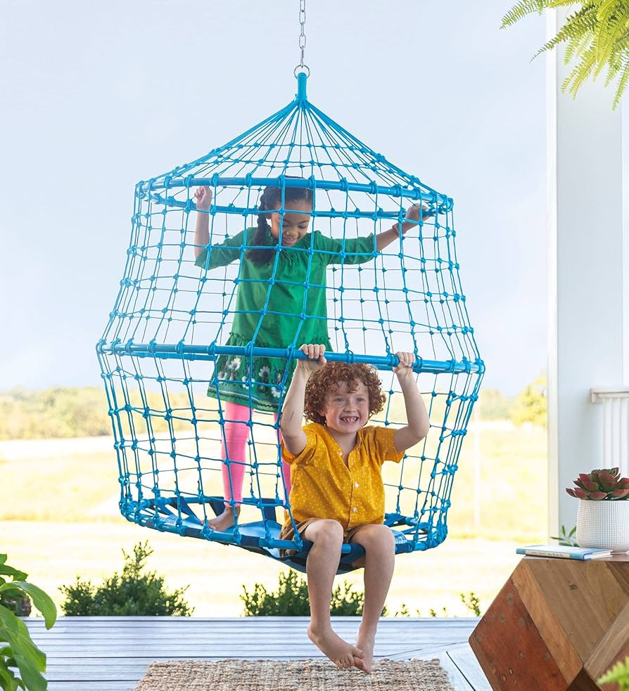 HearthSong 50-Inch Playful Rope Hangout Climber Swing with 40" Tesline Swing Mat and Easy-Entry W... | Amazon (US)