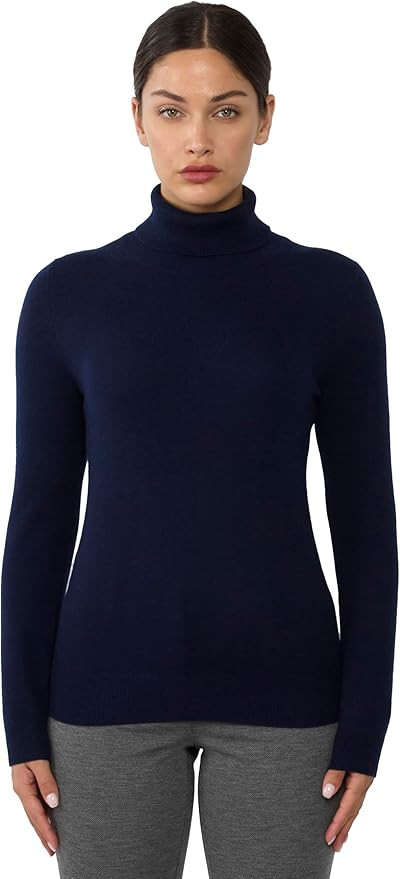 JENNIE LIU Women's 100% Pure Cashmere Long Sleeve Pullover Turtleneck Sweater | Amazon (US)