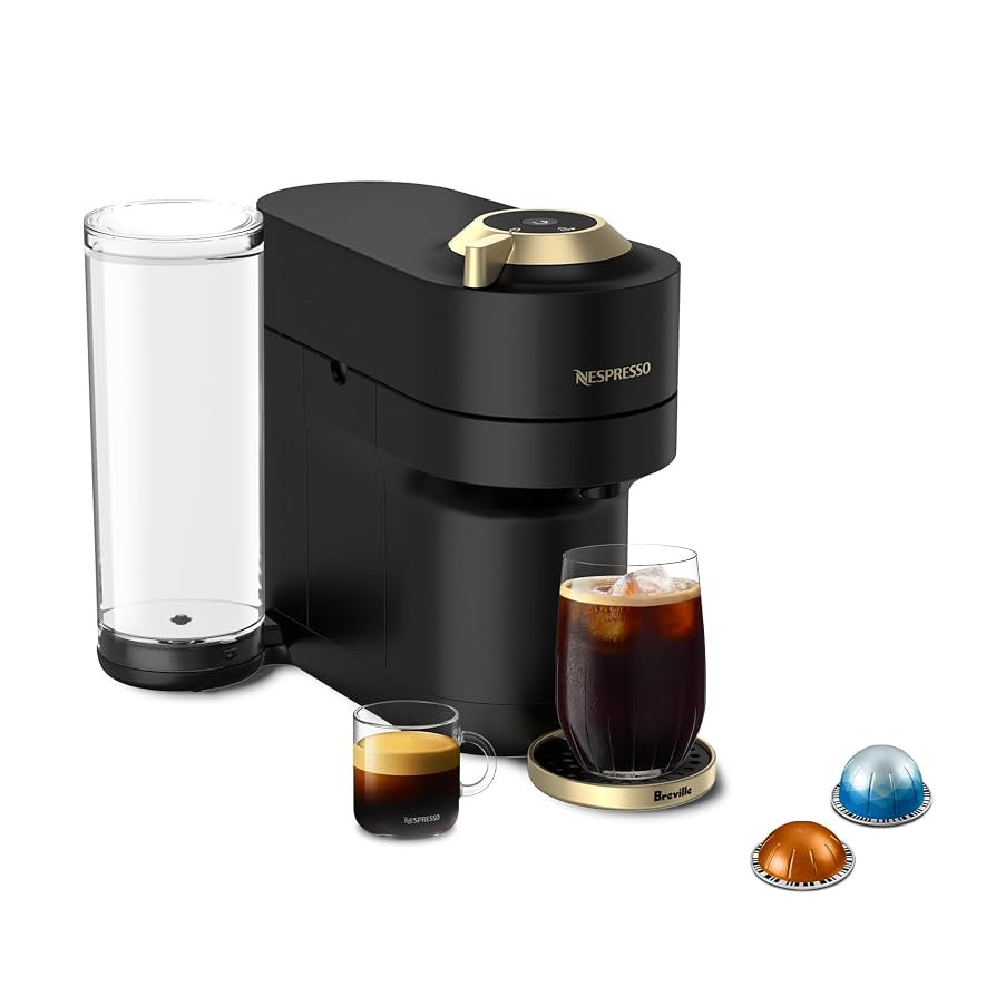 Nespresso Limited-Edition Vertuo Pop+ Coffee and Espresso Maker by Breville, Matte Black Gold | Amazon (US)