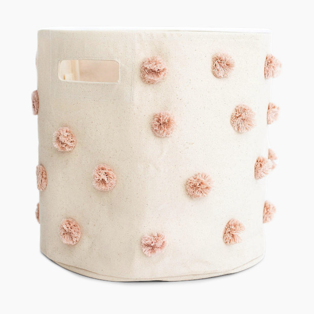Pehr Storage Bin in Peony Pink Pom Pom | 100% Cotton | Babylist