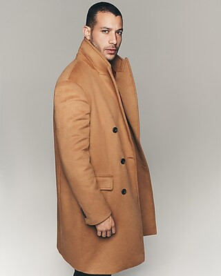 Camel Double Breasted Wool-Blend Topcoat | Express