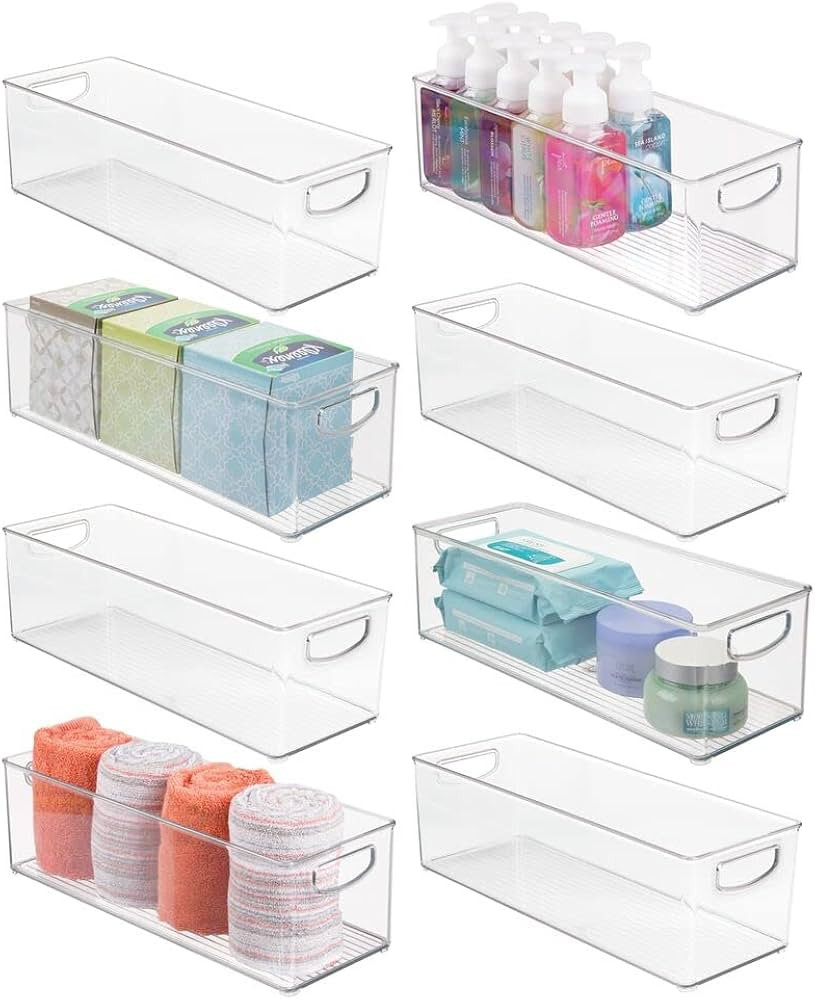 mDesign Plastic Bathroom Organizer - Storage Holder Bin with Handles for Vanity, Cupboard, Cabine... | Amazon (US)
