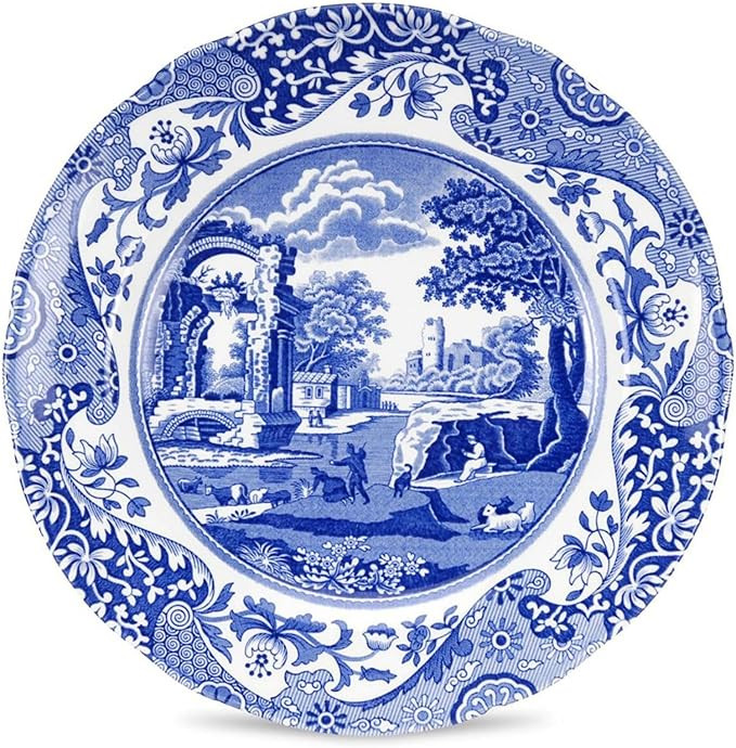 Spode Blue Italian 8-Inch Salad Dish - Fine Earthenware Serving Plate with Eastern Border Motif -... | Amazon (US)