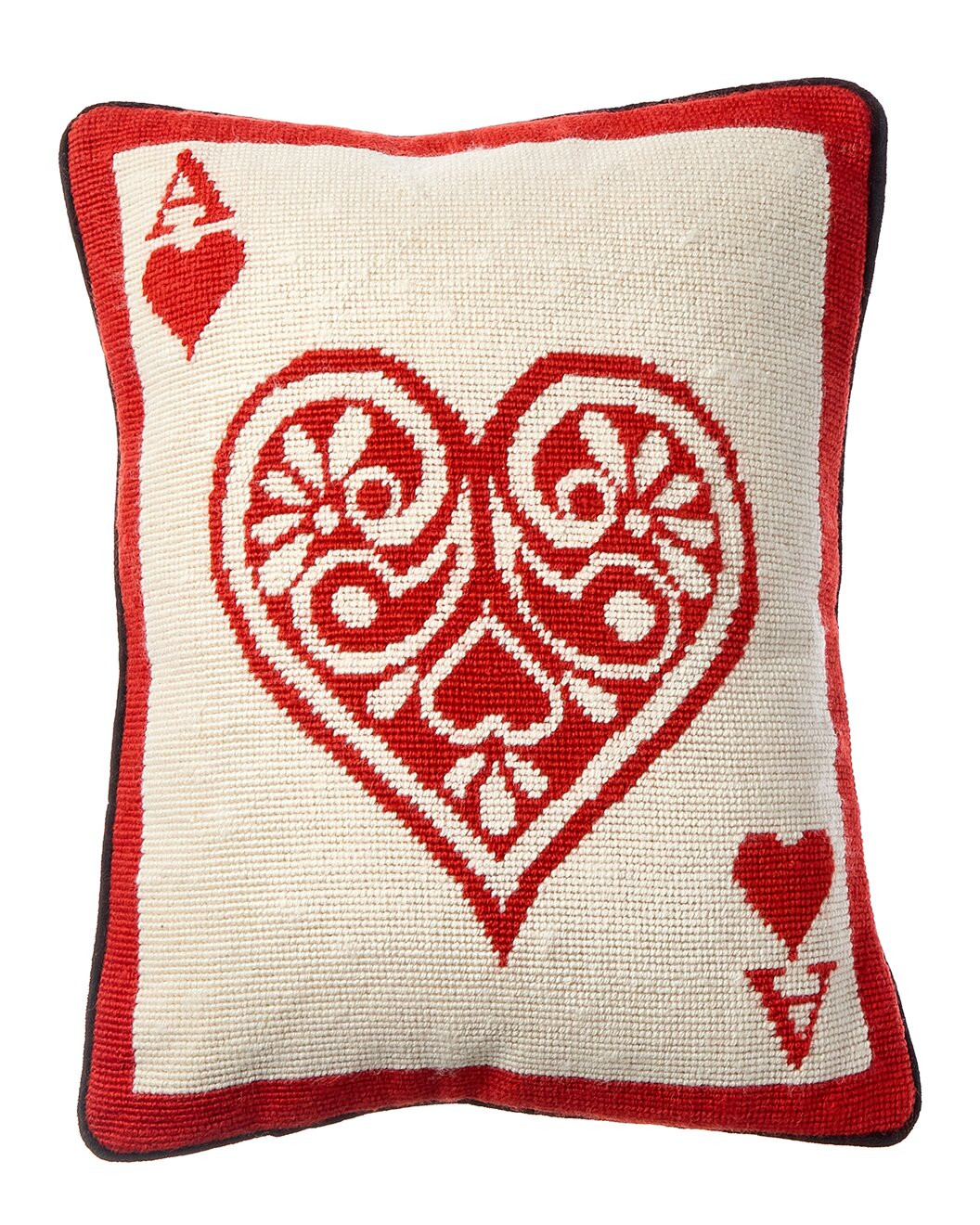 US Kit Dealer's Choice Ace of Hearts Needlepoint Pillow | Gilt & Gilt City