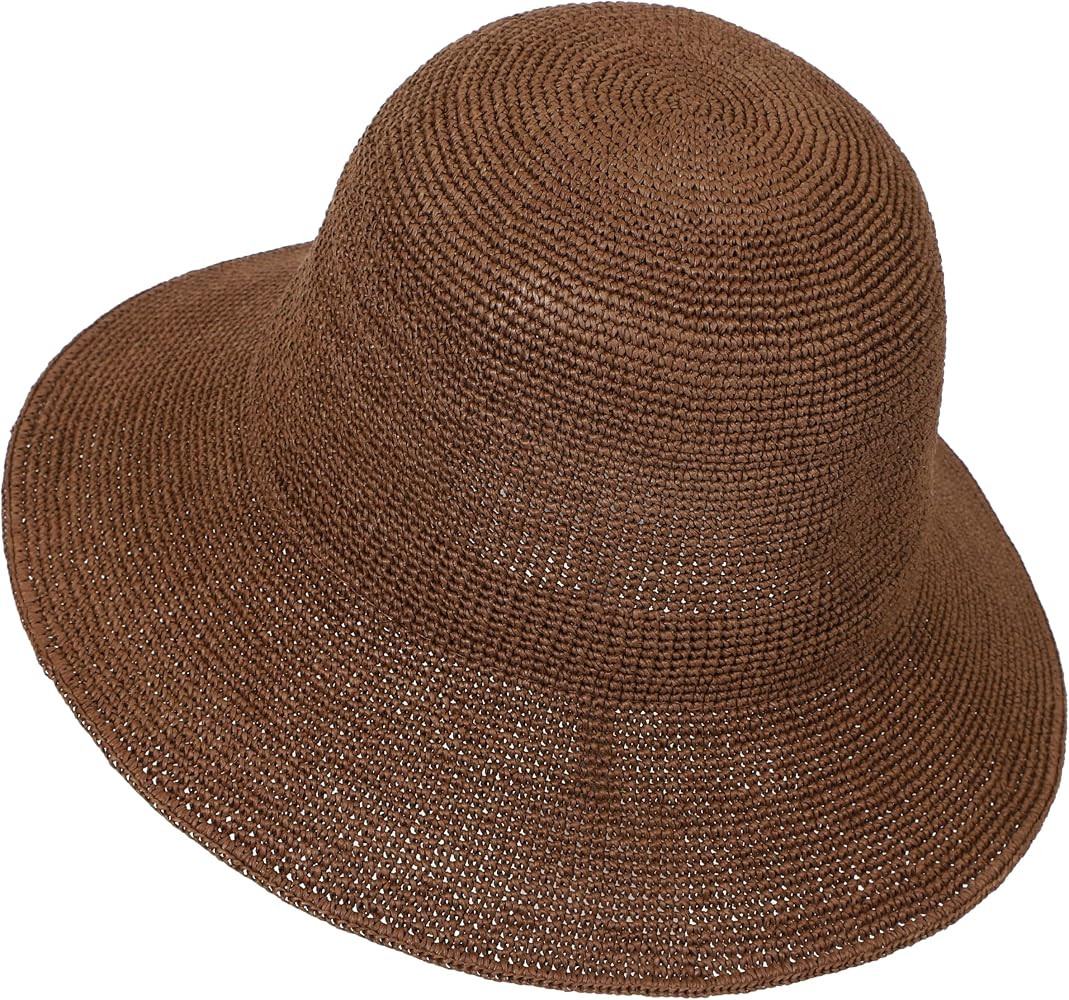 Women's Sun Hat Handmade Foldable Straw Bucket Hat Summer Crochet Travel Cap UPF 50+ | Amazon (US)
