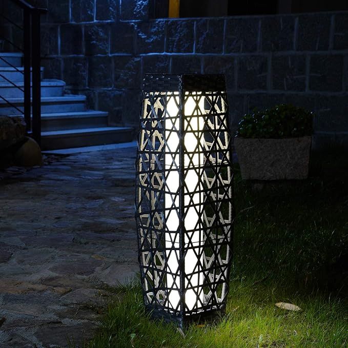 Grand Patio Outdoor Floor Lamp, Solar Powered Wicker Light, Weather–Resistant Rattan Floor Lamp... | Amazon (US)