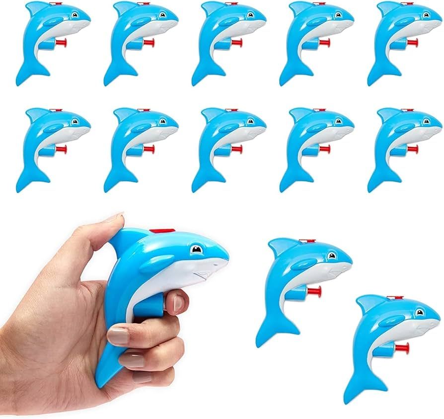 BLUE PANDA - 12 Pack Mini Shark Water Guns for Kids Birthday, Blue Squirt Toys for Summer Pool Party Favors | Amazon (US)