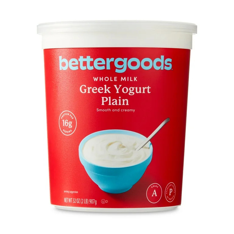bettergoods Plain Whole Milk Greek Yogurt, 32 oz Tub | Walmart (US)