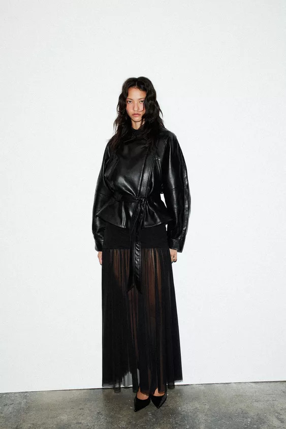 FAUX LEATHER PEPLUM JACKET | Zara US