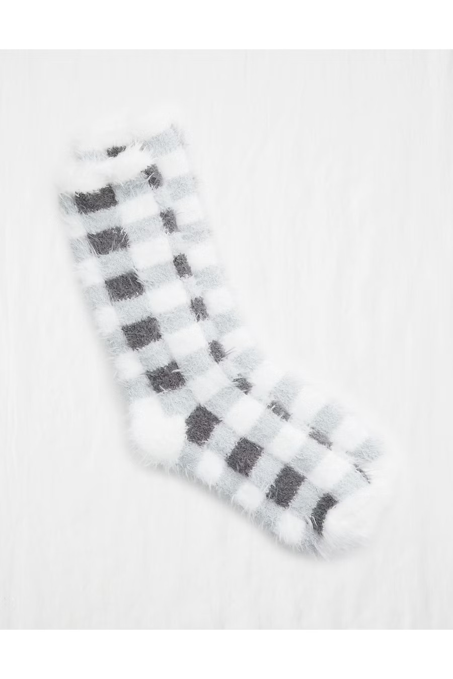 Aerie Fuzzy Crew Socks Women's Smoked Gray One Size | American Eagle Outfitters (US & CA)