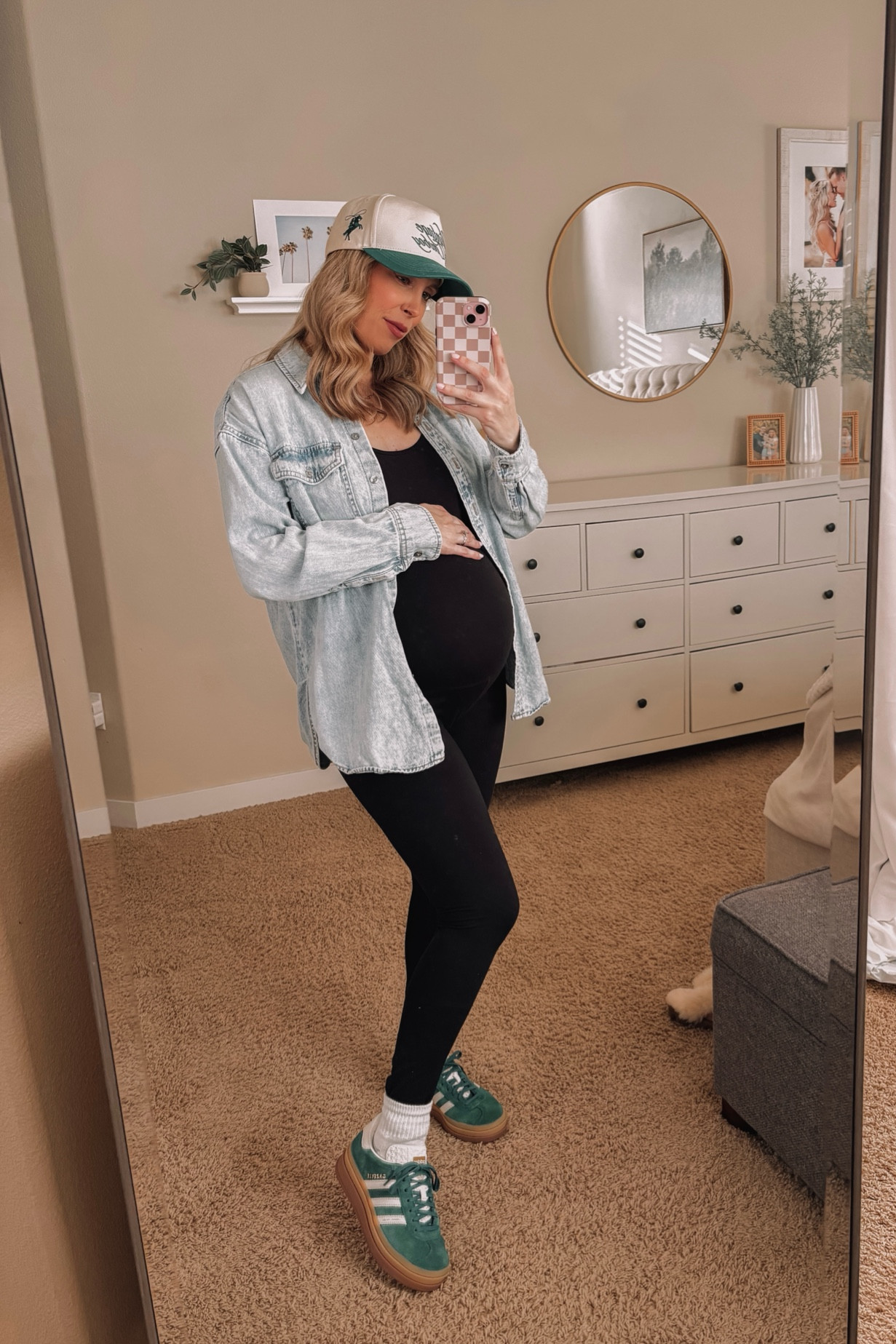 One piece bodysuit from Target. Wearing size small at 33 weeks pregnant. My Mom outfit that is cozy but put together. Denim shirt is oversized but from Target and sold out. Linked similar from Amazon  

#LTKBump #LTKStyleTip #LTKSeasonal