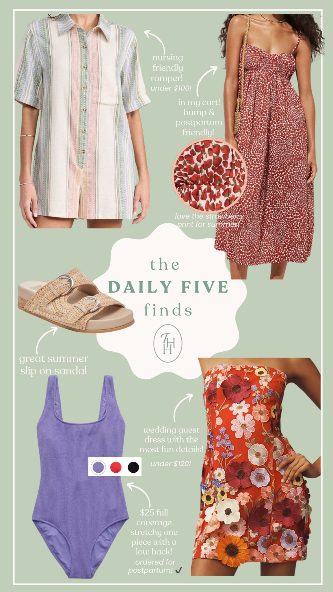 5/13 Daily 5 Finds! 🍓

Summer on the mind! Sandals, wedding guest dress, rompers, swim, & more! ☀️

#LTKFindsUnder100 #LTKSeasonal #LTKFindsUnder50