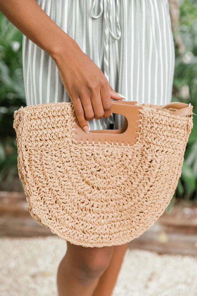 When You Remember Semi Circle Straw Purse | Pink Lily