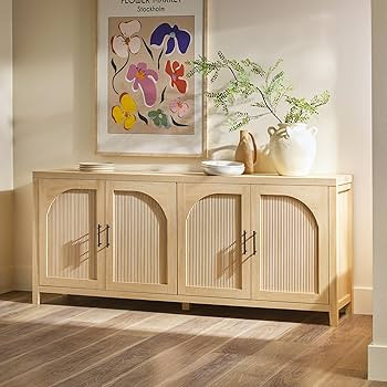 Walker Edison Modern 70" Reeded Sideboard, Credenza with Doors for Kitchen, Dining Room, Media an... | Amazon (US)
