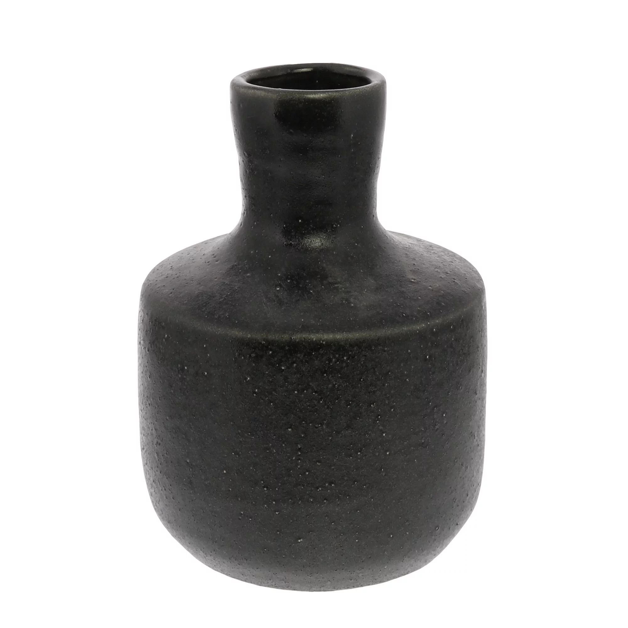 Round Shape Bottle Vase with Textured Design, Black | Walmart (US)