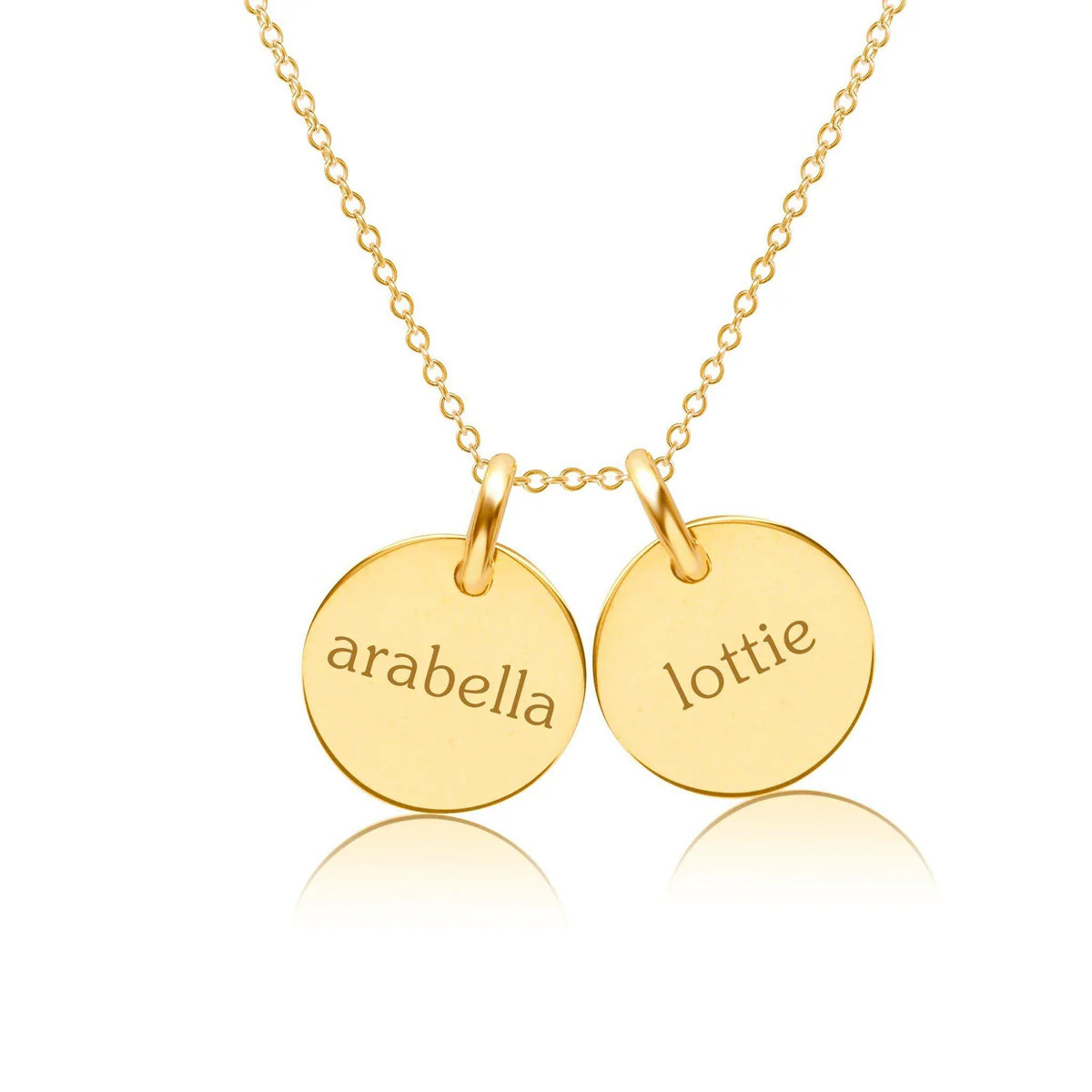 14k Gold Circle Necklace - 2 Names | Tiny Tags