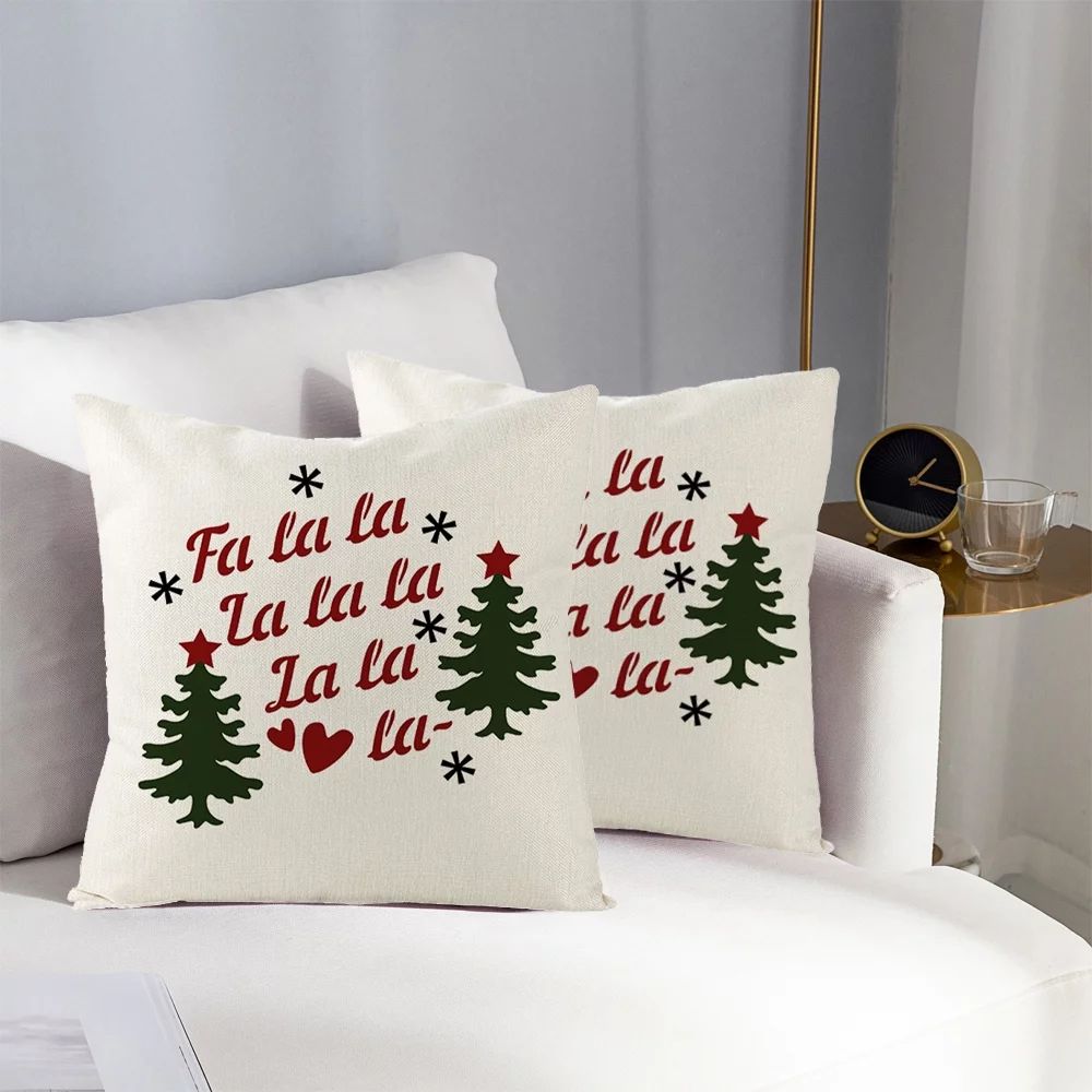 Clearance! Christmas Square Pillows Covers Set of 2, 18'' x 18'' Premium Breathable Linen Decorat... | Walmart (US)