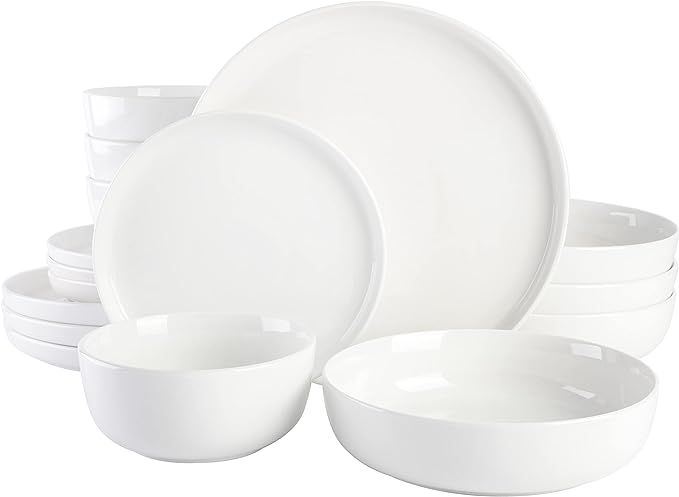 Gibson Home Oslo Porcelain Dinnerware Set, Service for 4 (16pcs), White | Amazon (US)