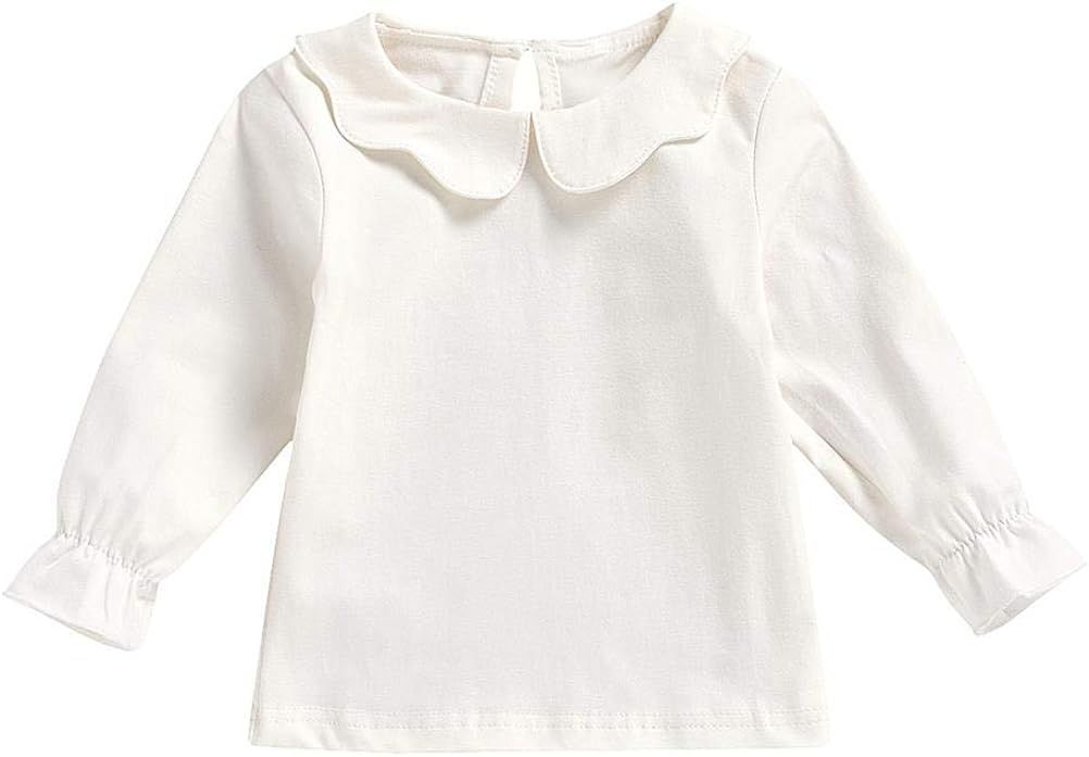 MODNTOGA Kids Girls Basic Shirt Long Sleeve 3 Solid Color Doll Collar Tops Blouse | Amazon (US)