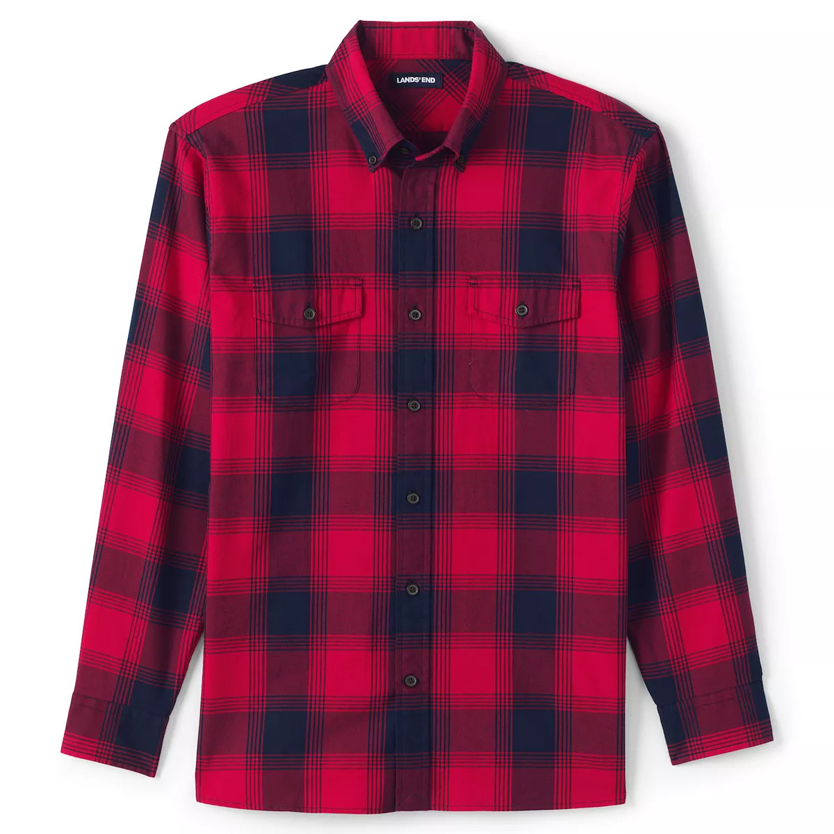 Big & Tall Lands' End Traditional-Fit Comfort-First Lightweight Plaid Flannel Button-Down Shirt | Kohl's