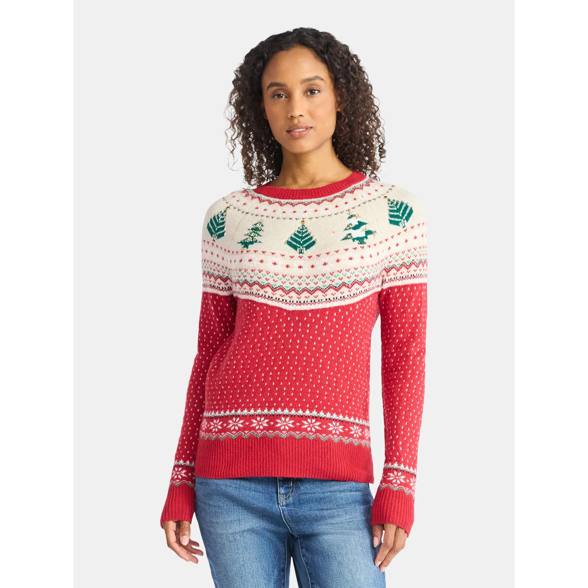 Holiday Time Women's and Women's Plus Pretty Christmas Sweater, Sizes XXS-3X | Walmart (US)