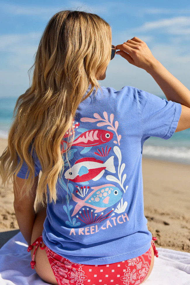 A Reel Catch Blue Graphic Tee | Pink Lily