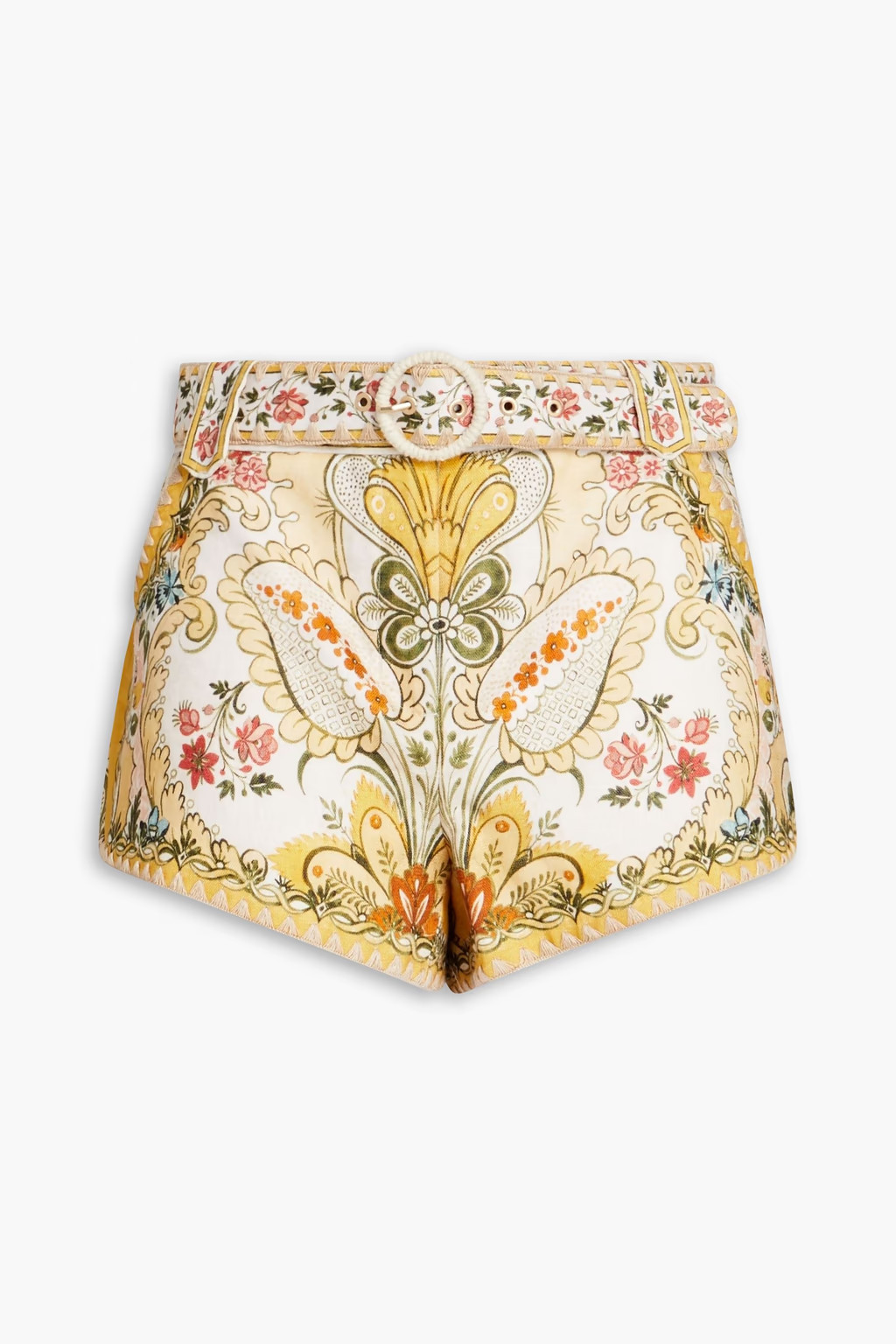 Shorts aus Leinen mit Gürtel und Blumenprint | The Outnet (UK and Europe)