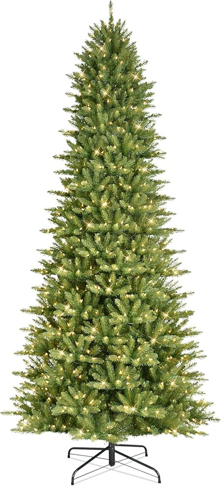 Puleo International 12ft Pre-Lit Slim Fraser Fir Christmas Tree with 1200 Clear Lights, 3903 Real... | Amazon (US)