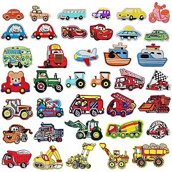 Woohome Car Iron-on Patches - Excavator, Racing Car, Fire Truck - 40 PCS Sew-on Appliques for Kid... | Amazon (US)