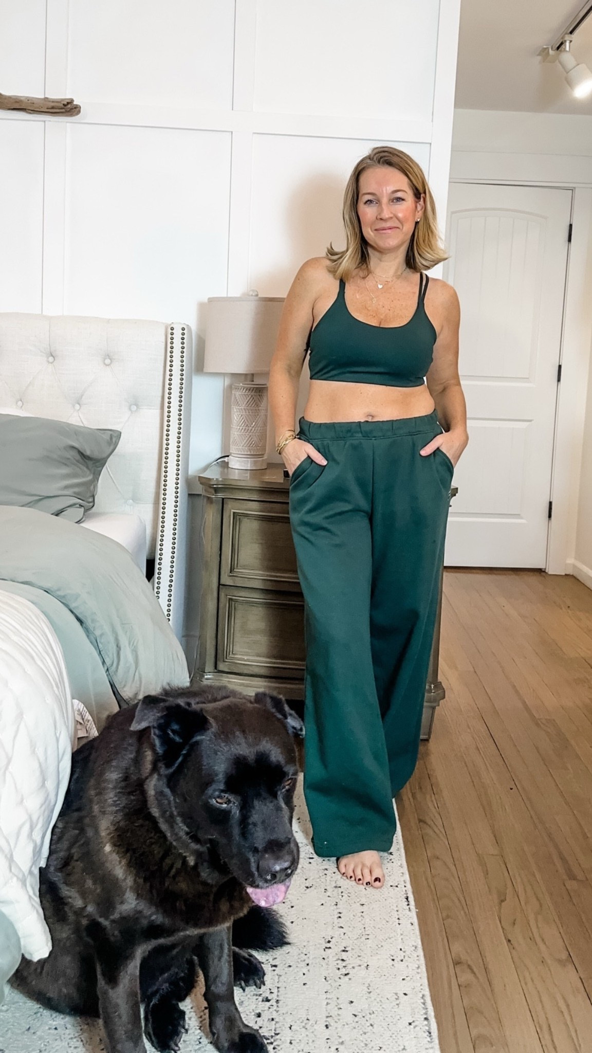 Jake wanted to hang today. Mediums in everything. The coziest sweat everrrrr and the best, supportive sports bra. So comfy and soft! 

#LTKfitnessgoals #LTKActive #LTKOver40