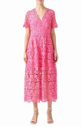 Endless Rose Allover Lace Midi Dress in Pink at Nordstrom Rack, Size X-Small | Nordstrom Rack