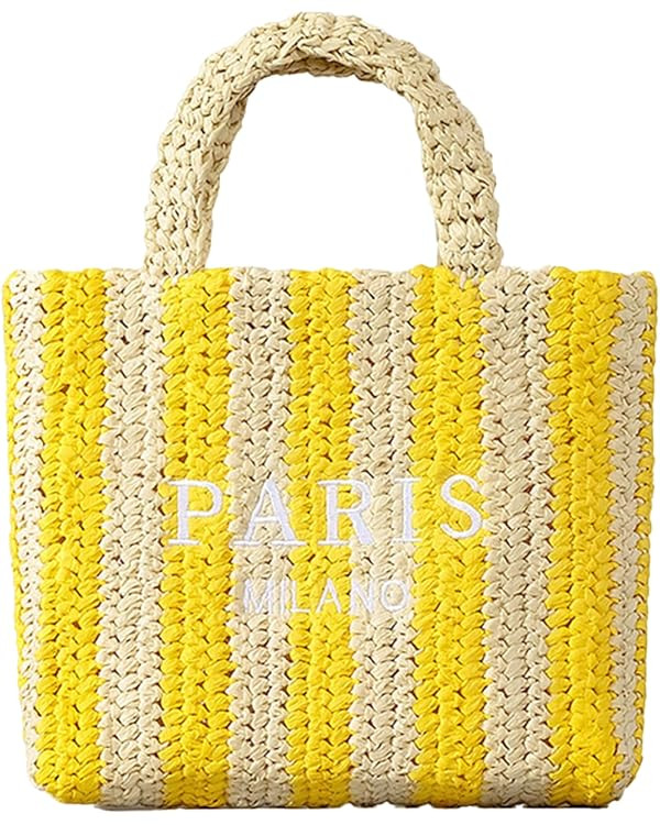 Straw Beach Bag for Women Summer Woven Tote Bag Packable Straw Purses and Handbags for Vacation H... | Amazon (US)