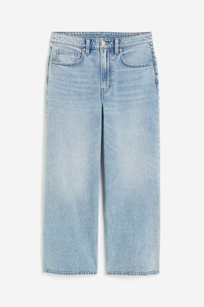 Wide High Cropped Jeans - High waist - Ankle length - Light denim blue - Ladies | H&M GB | H&M (UK, MY, IN, SG, PH, TW, HK)