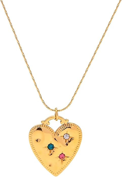 Heart Pendant Necklace for Women,18K Gold Plated Love Necklace for Birthday Valentine's Day | Amazon (US)