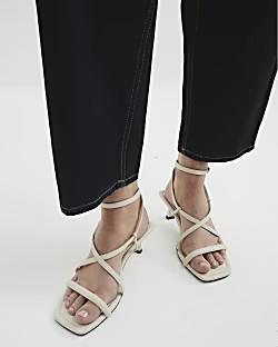 Beige Kitten Heel Strappy Sandals | River Island UK & IE