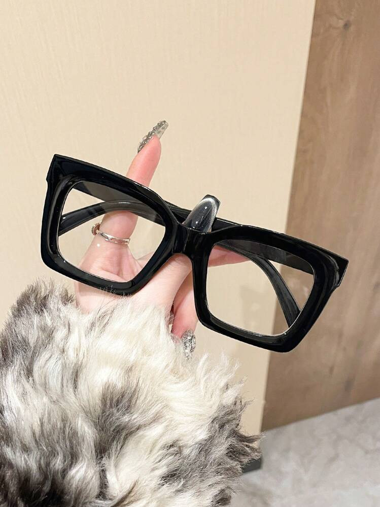 1pc Y2K Squared Cute Retro Clear Lens Unisex Glasses Accessories For Women | SHEIN