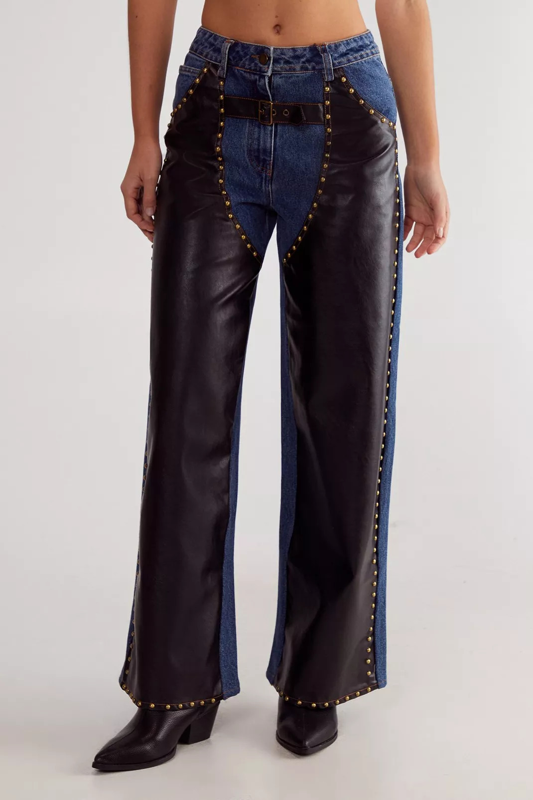 Denim Pu Mix Chaps | Nasty Gal US