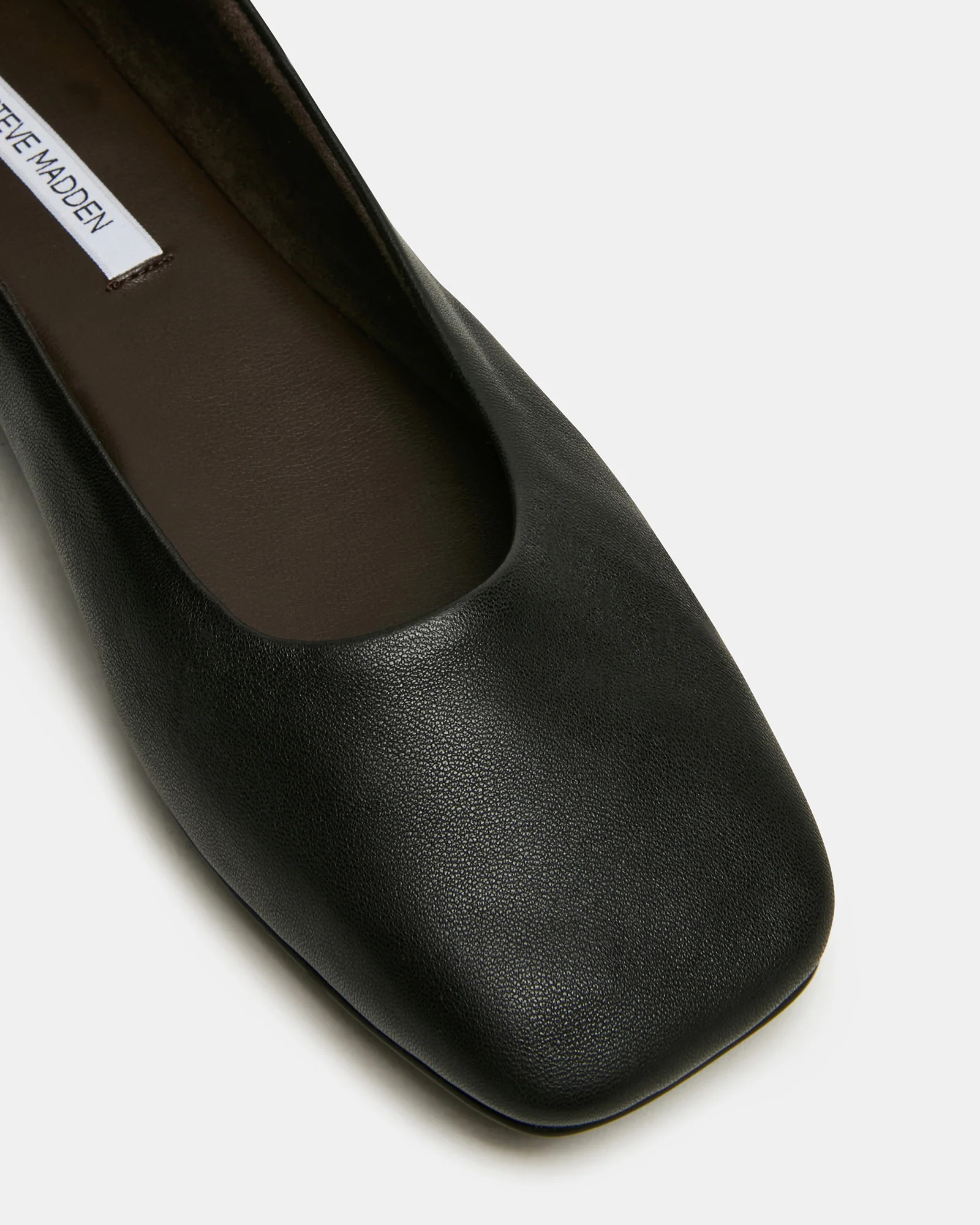 NURTURE Black Leather Square-Toe Ballet Women's Flat | Steve Madden (US)