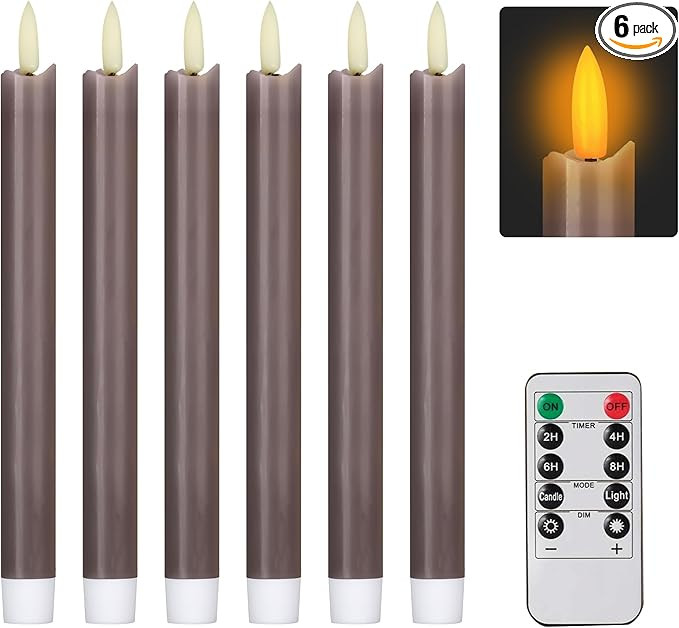 Flameless Taper Candles, Battery Operated Long Candles with Remote, Adjustable Brightness Led Fli... | Amazon (US)