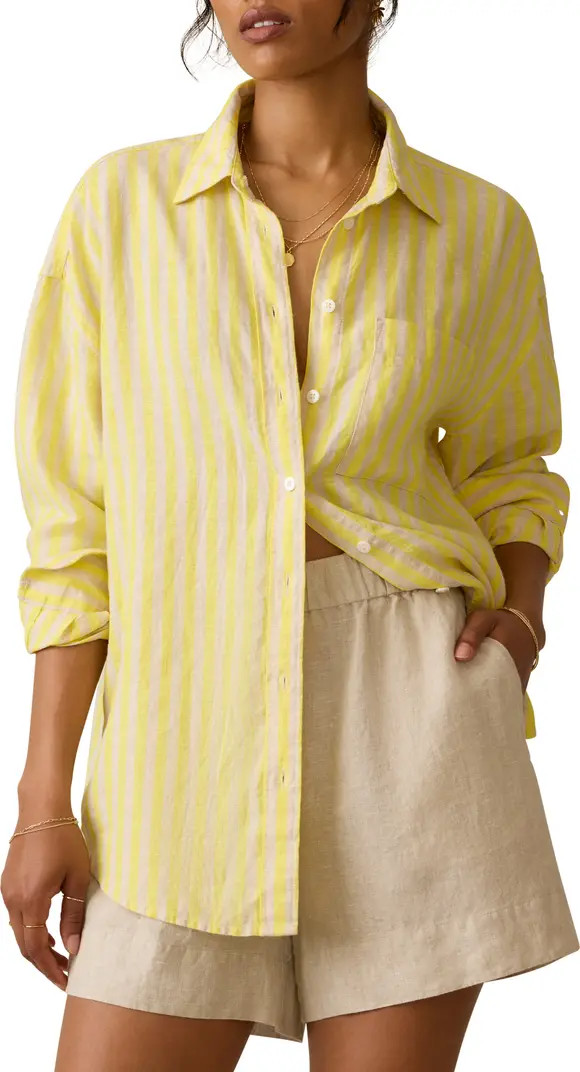 Faherty Laguna Stripe Linen Button-Up Shirt | Nordstrom | Nordstrom