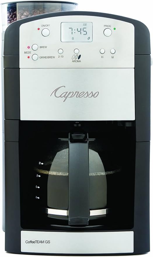 Capresso 464.05 CoffeeTeam GS 10-Cup Digital Coffeemaker with Conical Burr Grinder, Glass Carafe ... | Amazon (US)