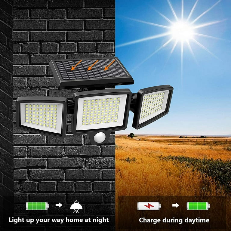 SZRSTH Solar Lights Outdoor - 210 LED 2500LM Waterproof Motion Sensor Security Lights with Wirele... | Walmart (US)
