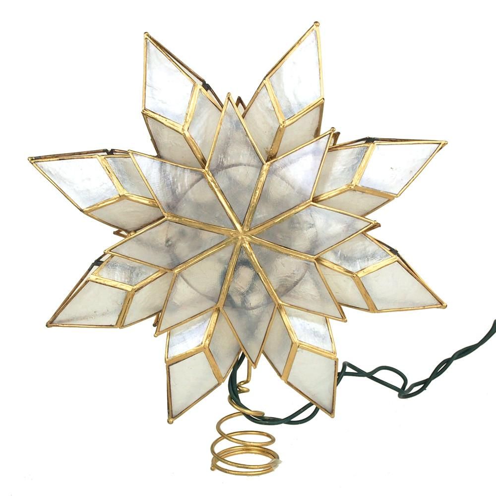 Capiz Star Gold Christmas Tree Topper Light Set, Warm White, 9-Inch | Walmart (US)